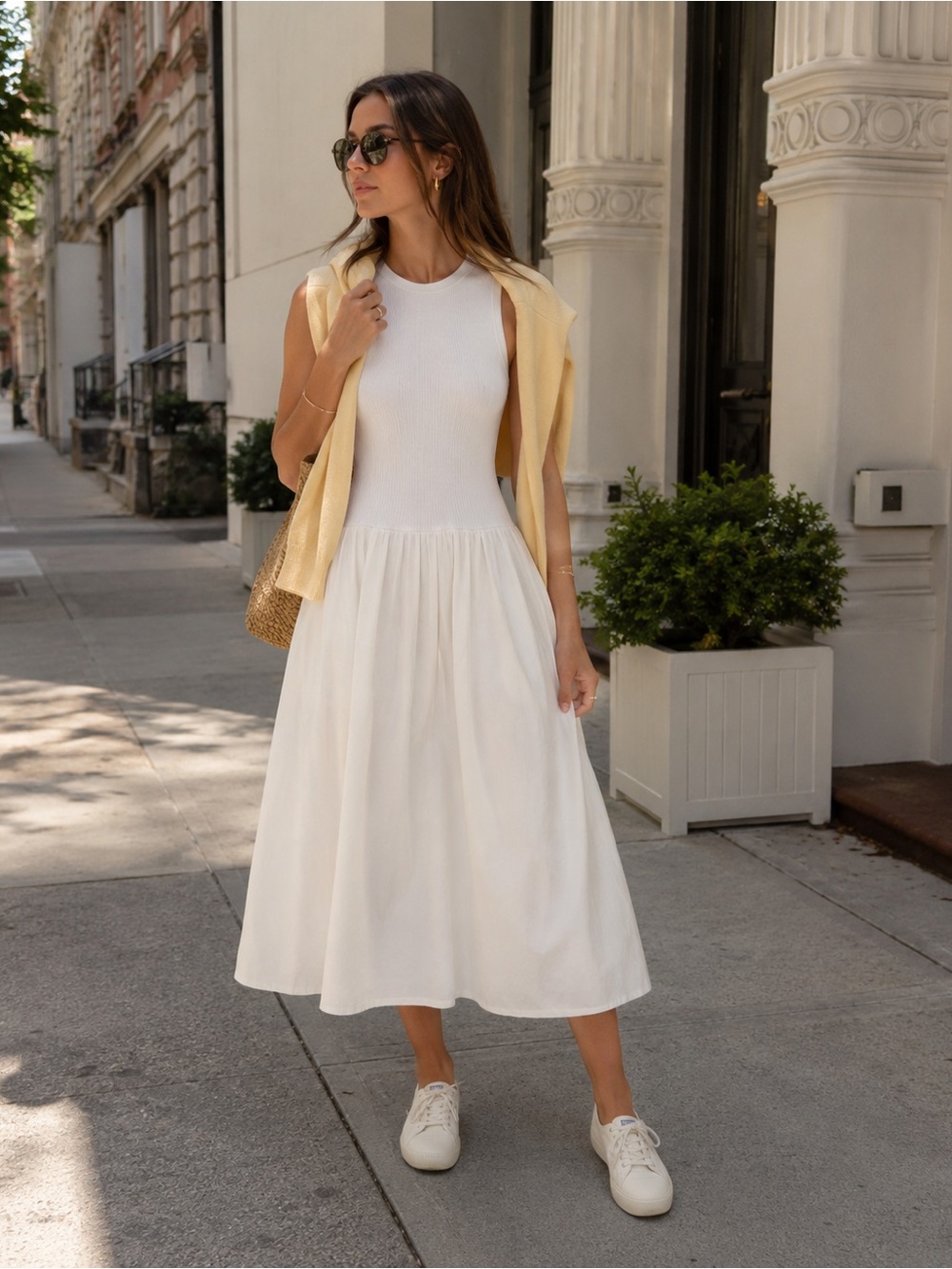 Drop-waist tank top midi dress